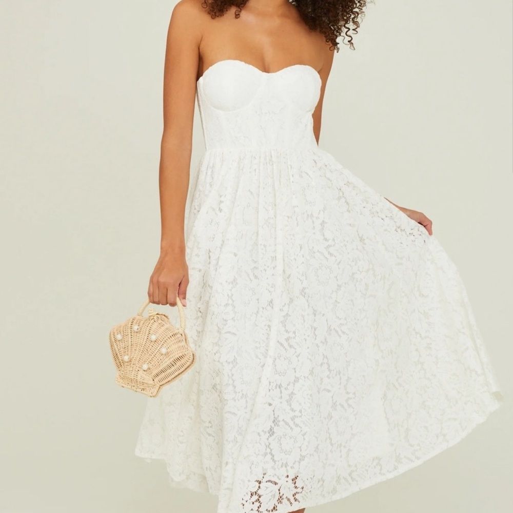 Altar’s State Karen White Lace Midi Dress (Bridal dress)